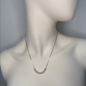 Dainty Silver Pearl Necklace - 18 in